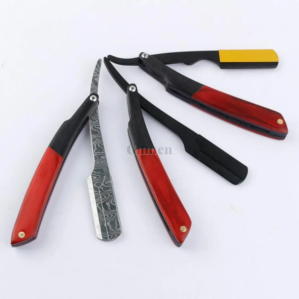 

2025 Barber Straight Edge Folding Shaving Knife Razor Holder NEW Style Professional Color Wood With Zinc Alloy Shave Beard Cut