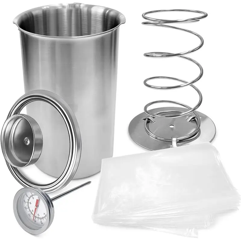 

ABFU-Meat Press & Lunch Meat Mold 304 Stainless Steel Ham Maker With Visual Window And Upgraded Large Fahrenheit Thermometer