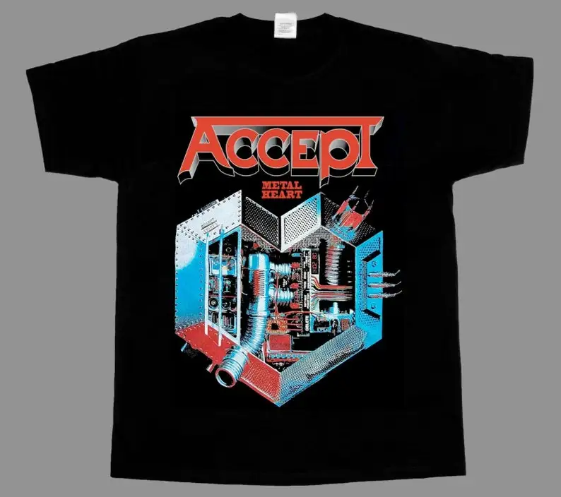 Camiseta Accept Metal Hearth Udo, camiseta de música belga, camisetas con cuello redondo de ajuste Regular para adultos, camisetas estampadas de algodón para hombres