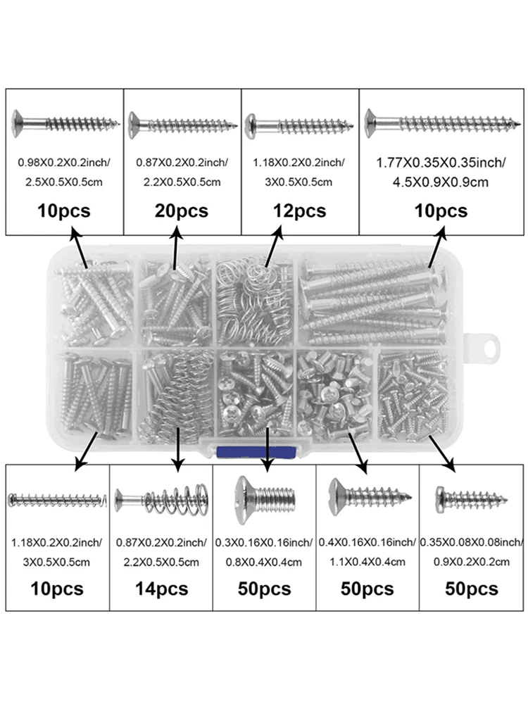 226pcs Guitar Screws Set Assortment for Pickguard Electric Guitar Accessories Beck Plate Remote Bridge Selector Switch Screws