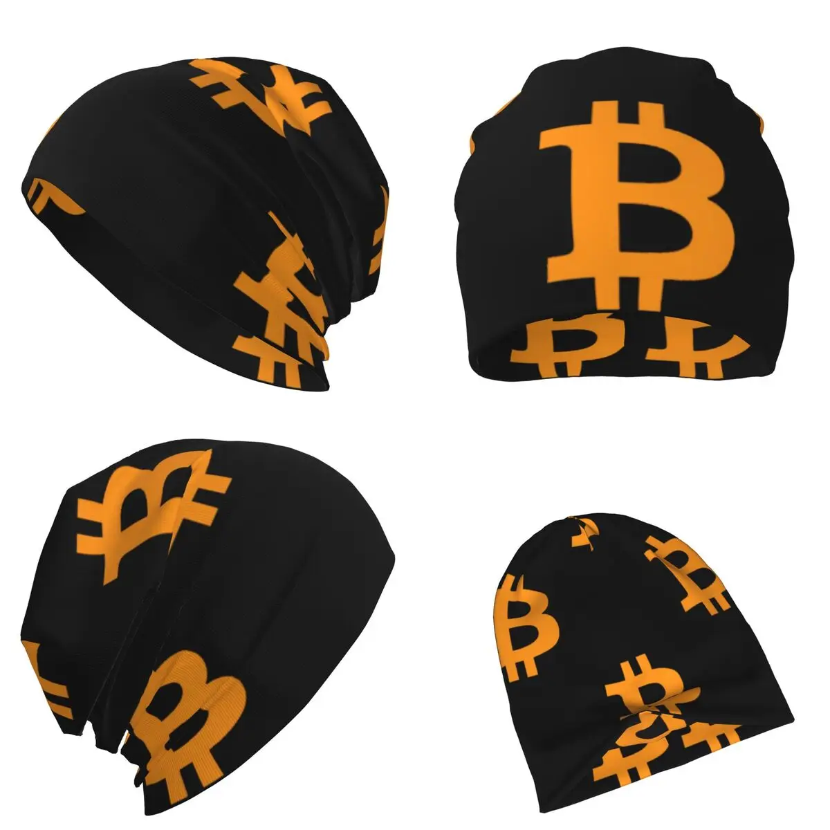 Bitcoin Logo Warm Knitted Cap Fashion Bonnet Hat Autumn Winter Outdoor Beanies Hats for Unisex Adult