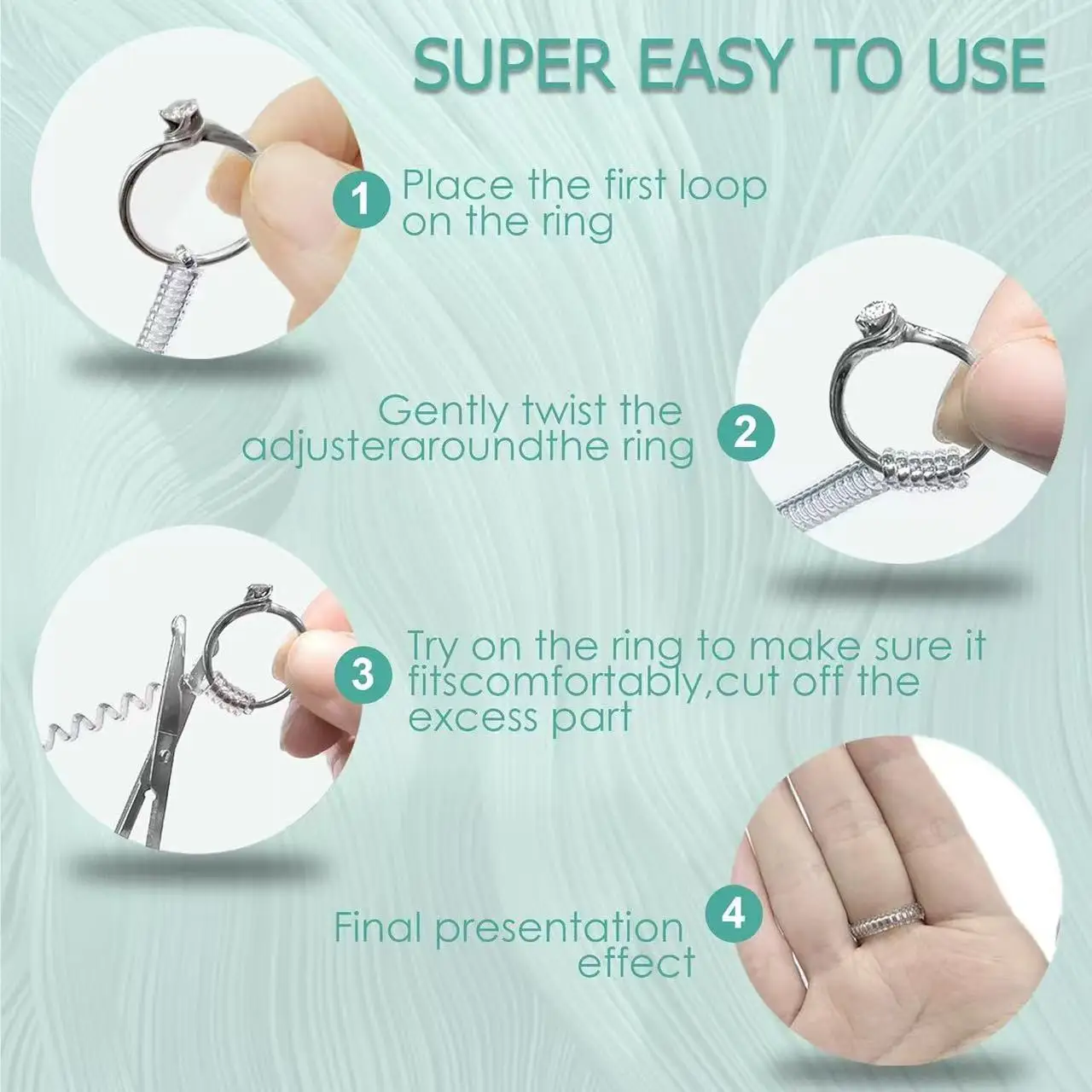 6pcs/lot Guard Tightener Reducer Resizing Tool Transparent Spiral Based Ring Tools Spring Coil Ring Size Adjuster For Jewelry view 3