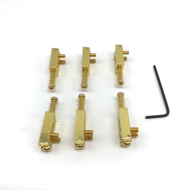 6 peças de guitarra elétrica ST Roller Bridge Tremolo selas com chave para Stratocaster Telecaster Gold