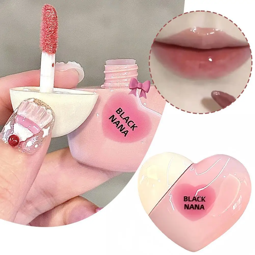 Heart Shaped Mirror Water Gloss Glass Lip Glaze Clear Jelly Lip Gloss Moisturizing Lipstick Makeup