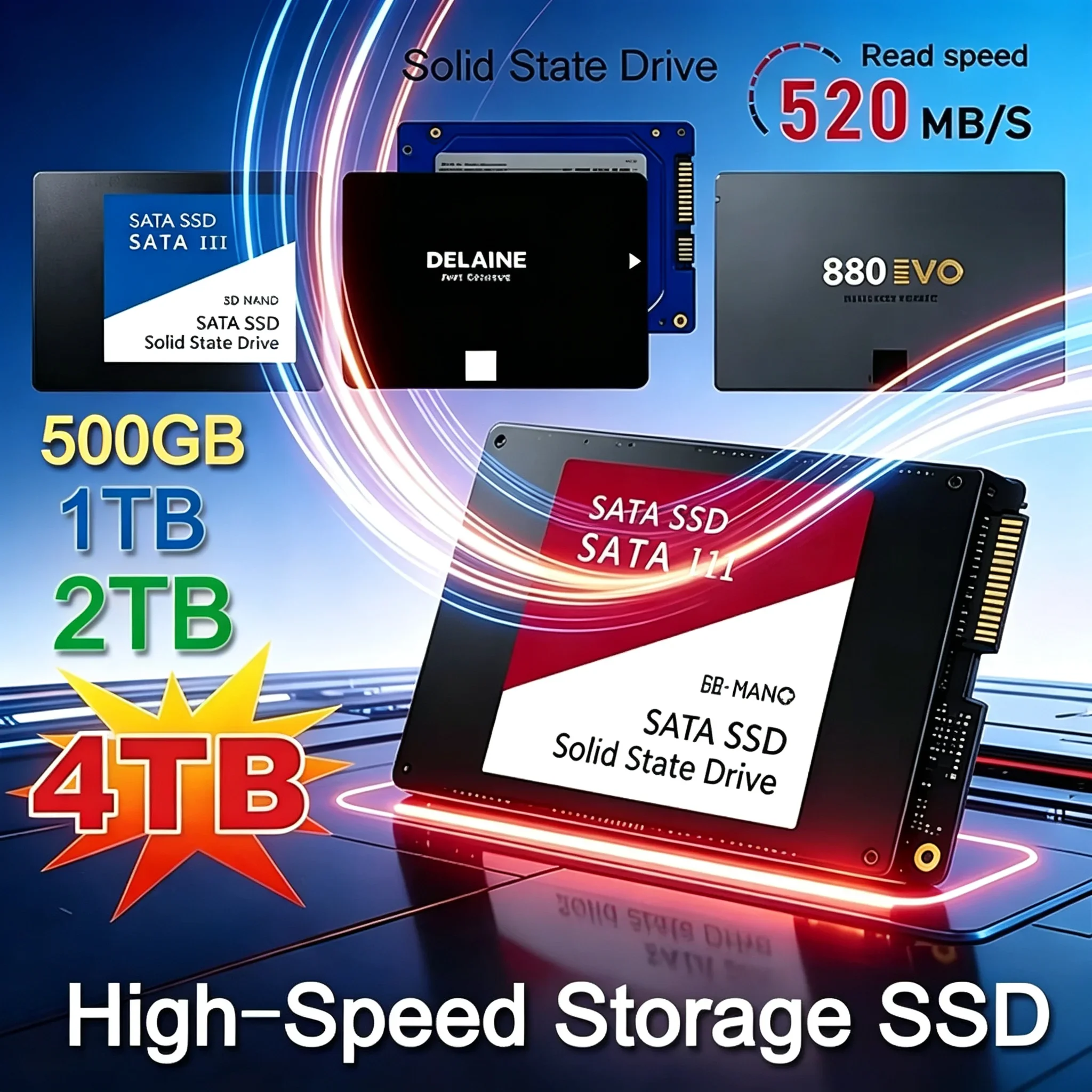 High Speed 500G 1TB 2TB 4TB Solid State Disk SSD  Internal HDD Hard Drive Sata3 2.5 Inch For Laptop Microcomputer Desktop