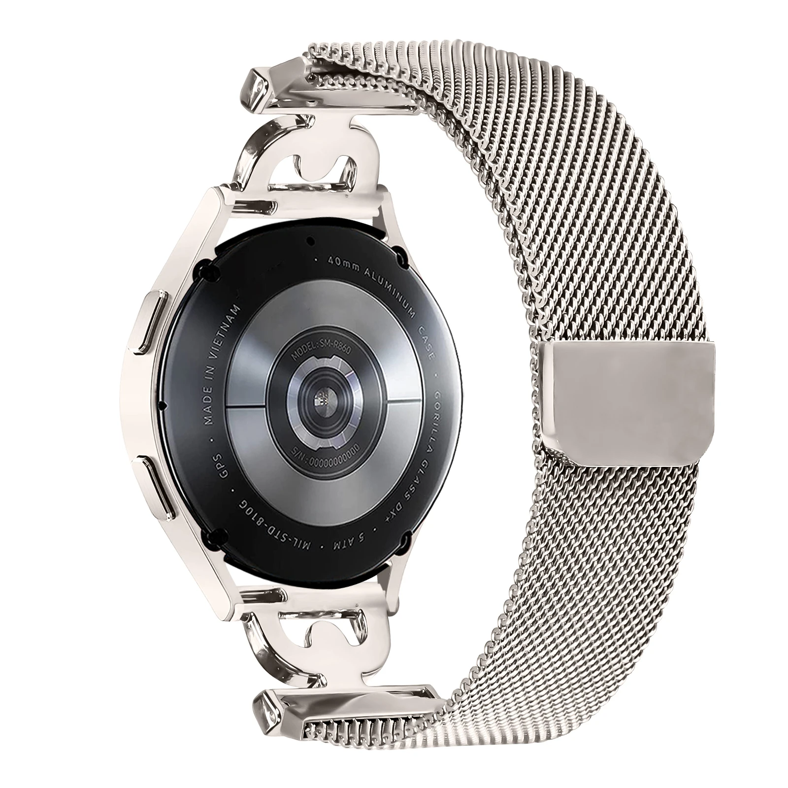 

Ремешок для часов Huami Amazfit GTS 3/GTS 2e/GTS 2 mini Миланский ремешок из нержавеющей стали D-образный декор со стразами - Starlight