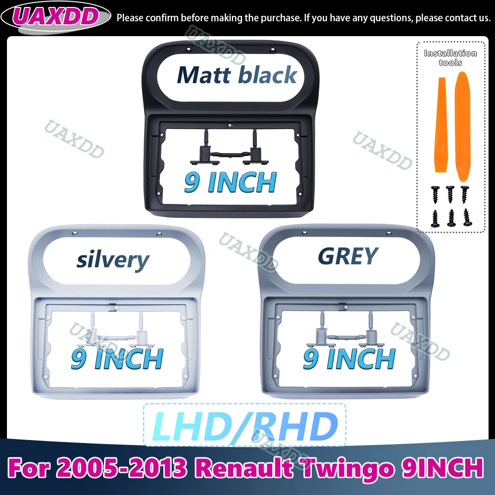 UAXDD 2 Din Car Accessories 9Inch Frame Fascia Adapter Android Radio Audio Dash Fitting Panel Kit For Renault Twingo 2005-2013