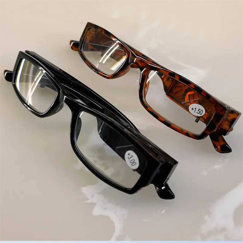 2021 LED with Light Reading Glasses for Women and Man Fashion Glasses Full Frame Reading Glasses +1.0 +1.5 +2.0 To +4.0