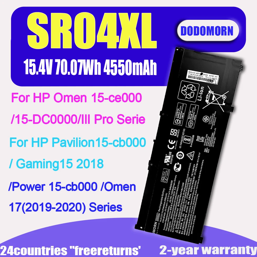 

New SR04XL Laptop Battery For HP OMEN 15-CE 15-CB Pavilion 15-CB000/Omen III Pro Series 15-CE008TX 2EF98PA New In Stock 15.4V