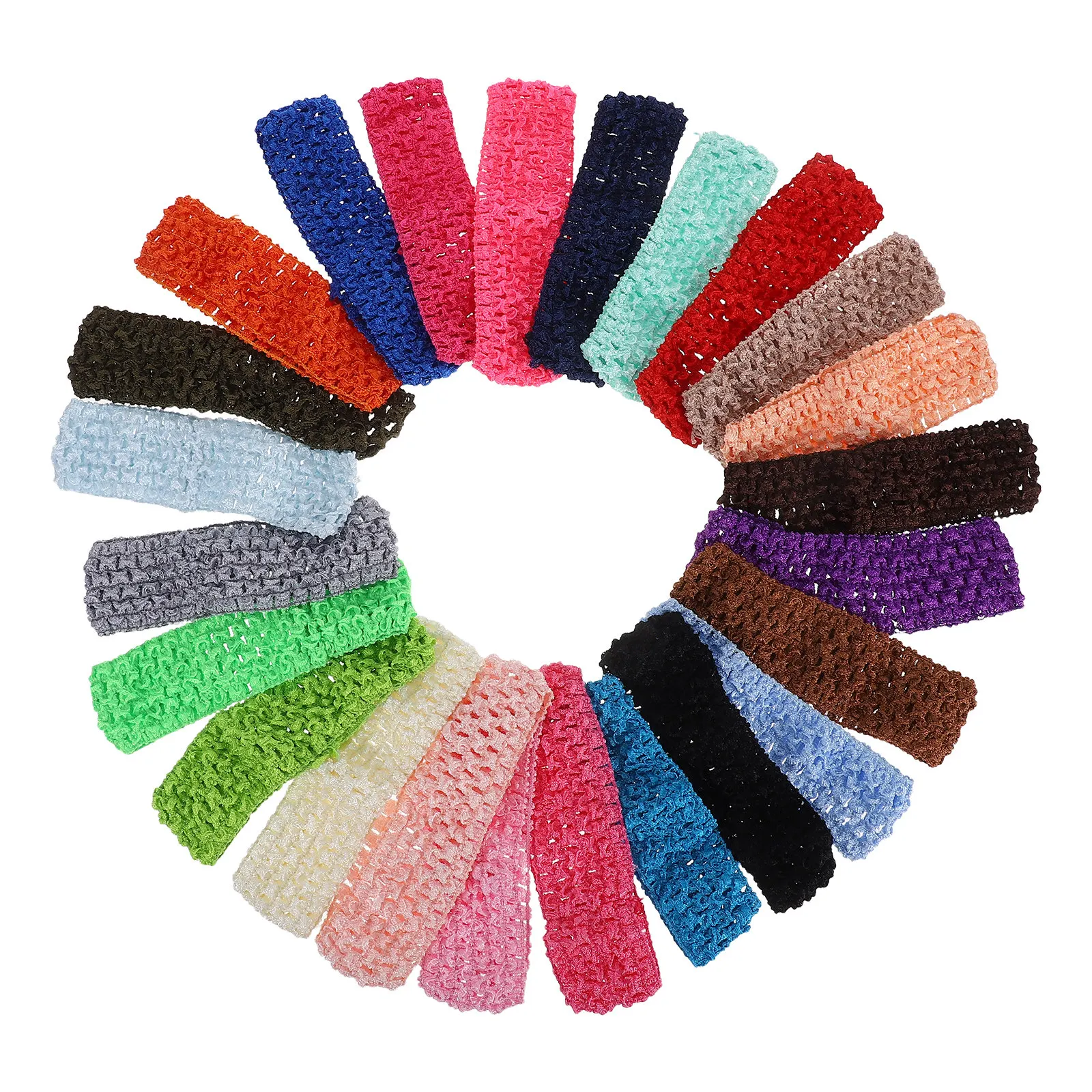 

24 шт. эластичные повязки на голову для волос, мягкие, эластичные, из полиэстера, подходят для объема 30-50 см, случайный выбор цвета