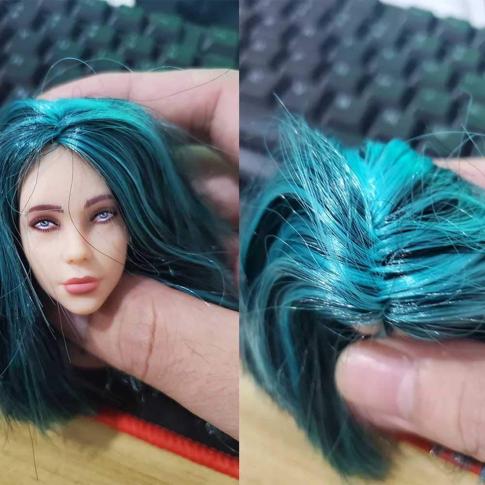 In Stock Famous American Female Soldier With Blue Hair Billie Eilish Head Carving Fit BJD Action Figure Body Toys Gifts