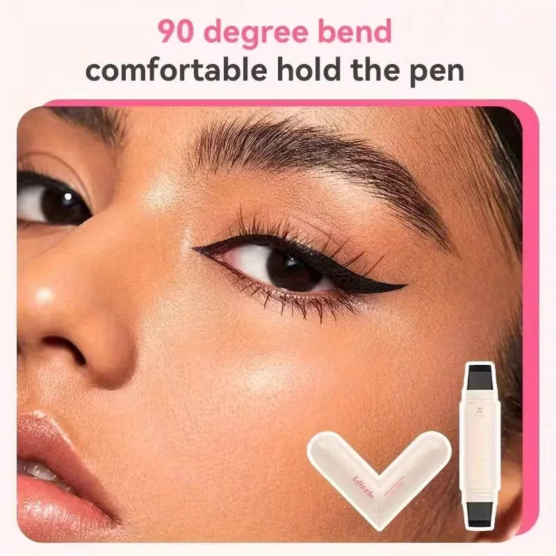 一体型アイライナースタンプ デュアルヘッド回転式 精密輪郭シール 長持ちする防水速乾性リキッドアイライナーペン