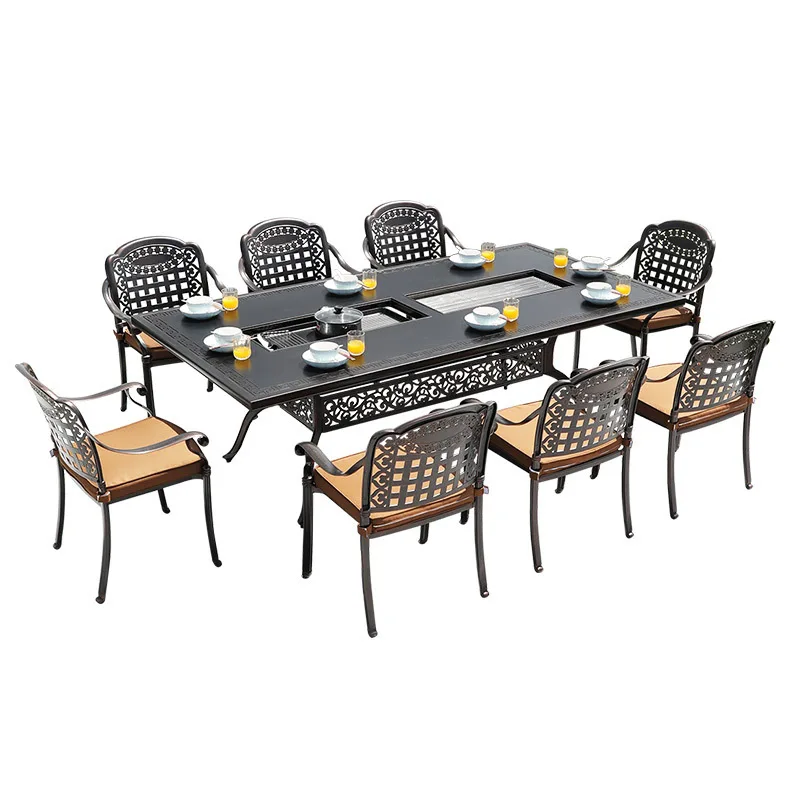 

Постмодернистский электрический стол для барбекю, открытый сад, кованый железный домашний комбинированный стол для барбекю для отдыха