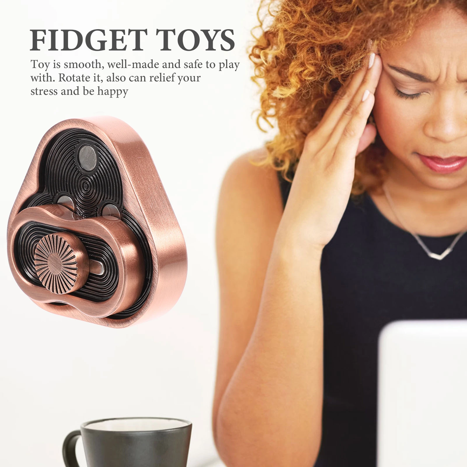 

Metal Fidget Slider Triangle Hand Relaxing Finger Slider Office Decompression Anxiety Relief for Adults Office Fidget Toy