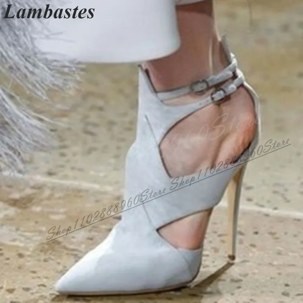 صنادل بيضاء أنيقة أحذية عالية الكعب رقيقة للنساء الكاحل مشبك حزام أشار تو 2024 المألوف Zapatillas Mujer