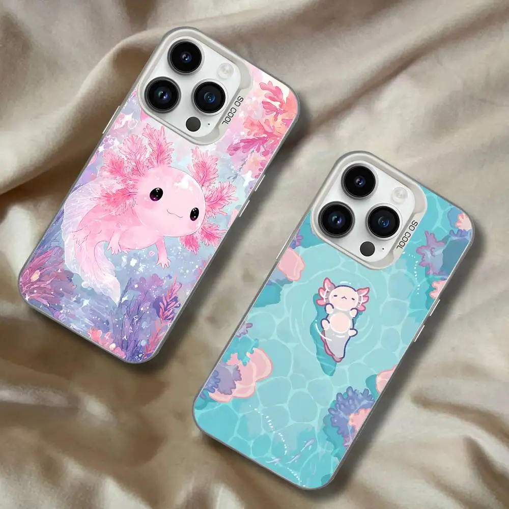 

Cute Axolotl White Matte Shockproof CoverPhone Case For iPhone 17,16,15,14,13,12,11,Pro,XS,Max,Plus,Mini,SE4,E