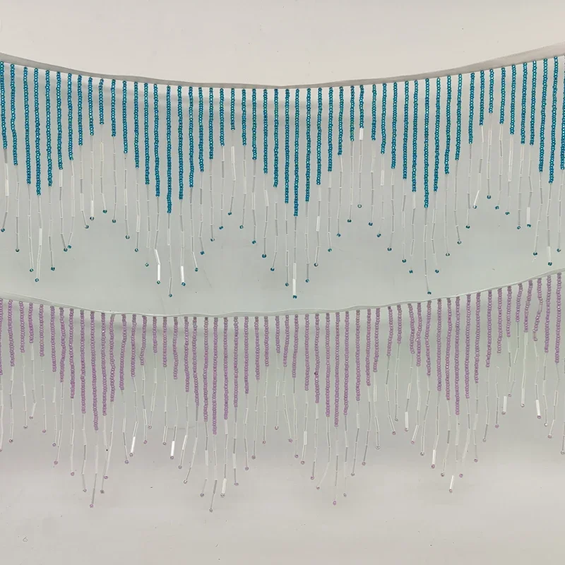 45cm Encrypted Manual Nail Bead Tassel Lace Multicolor Pendant Beaded Trim Fringe DIY Stage Clothing Home Curtain Decorative