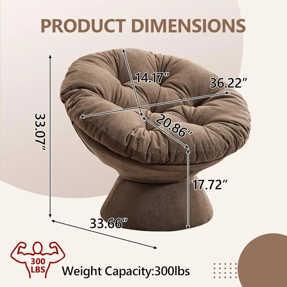 

Вращающийся на 360° стул-бочка с обивкой из синели, тафтинговая спинка, железное основание, круглый стул для чтения с акцентом Papasan для гостиной