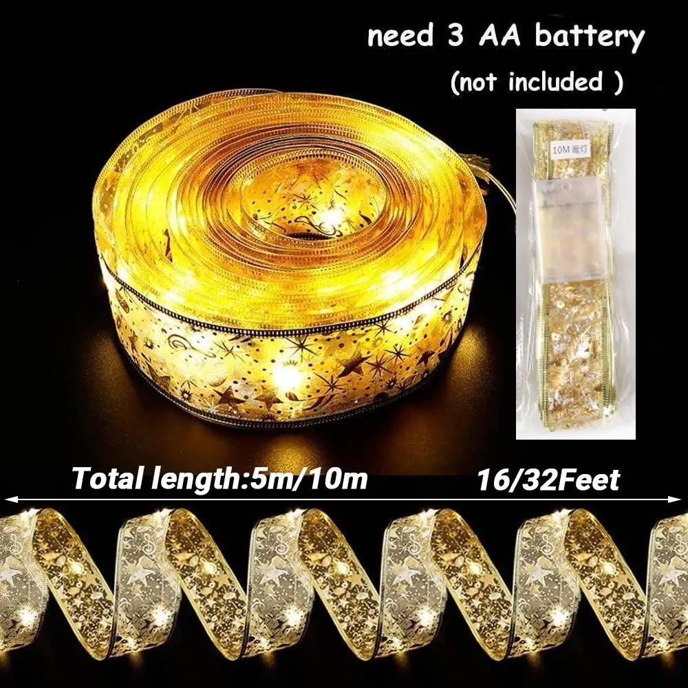 5/10 متر عيد الميلاد الشريط سلسلة ضوء DIY بها بنفسك الدانتيل الانحناء الشريط أضواء الحلي 50/100LED الدافئة الأبيض عيد الميلاد الديكور ضوء #6