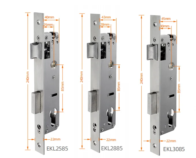 2585 2885 6085 6585 7085 mortise Wooden Steel sliding door Work with smart door lock  Lift up to lock Press down to unlock