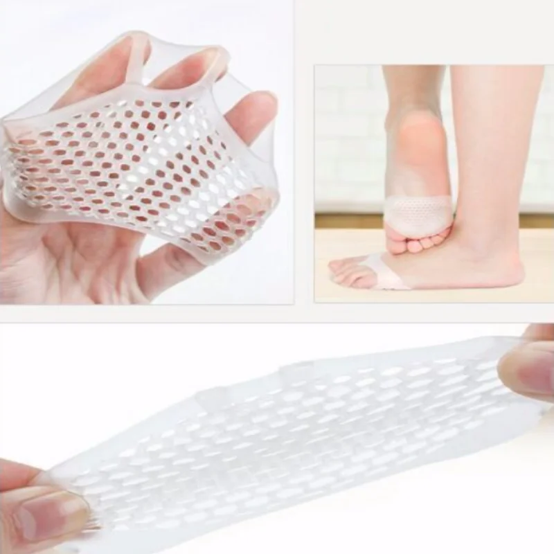 

1 пара силиконовых накладок для защиты пяток, гелевые подушечки для передней части стопы, противоскользящие подушечки для ухода за ногами, дышащие массажные накладки для стоп