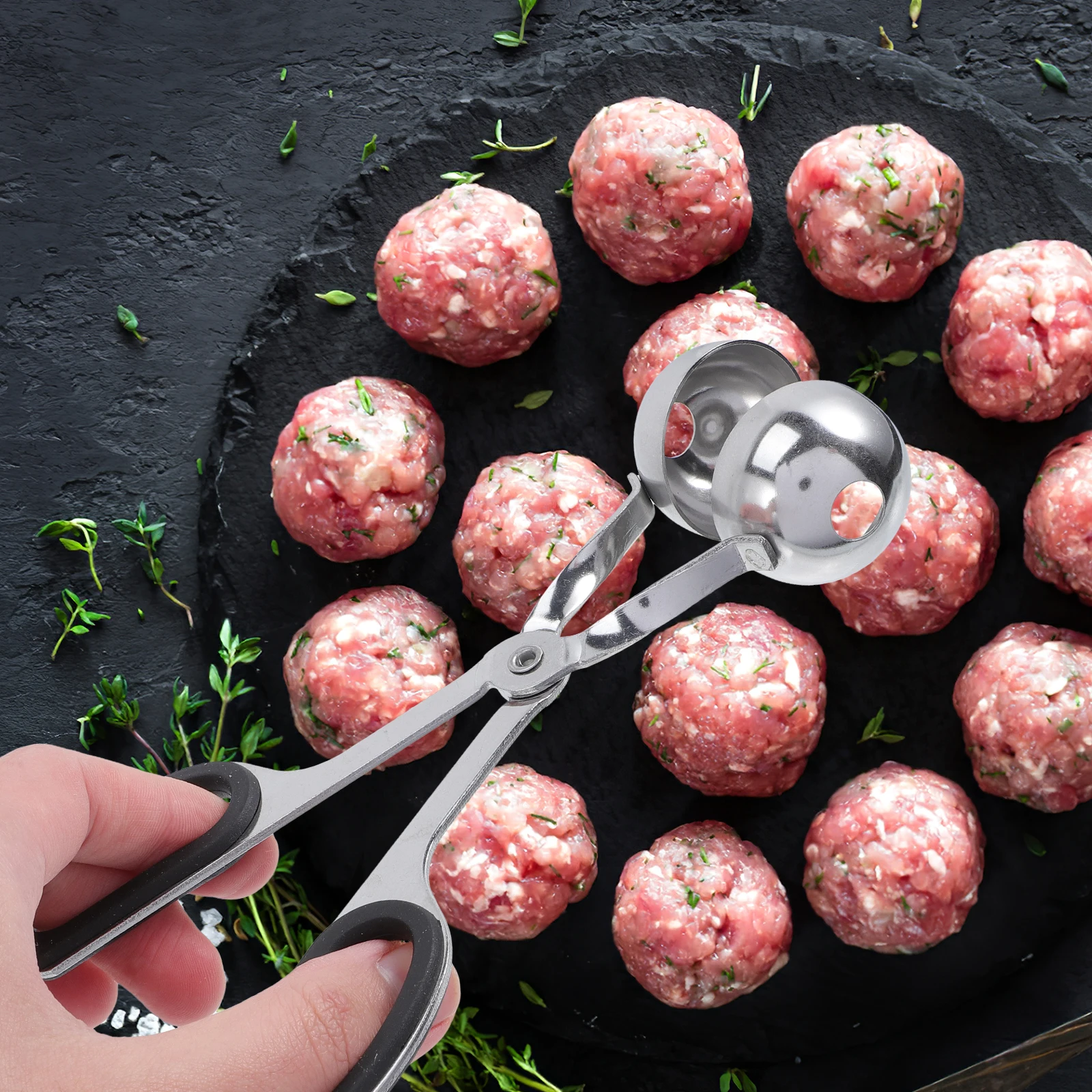 

Stainless Steel Meatball Maker Tongs Kitchen Gadget DIY Scoop Clamp Tool Shaker Pan мясной фарш мясо Balls Maker