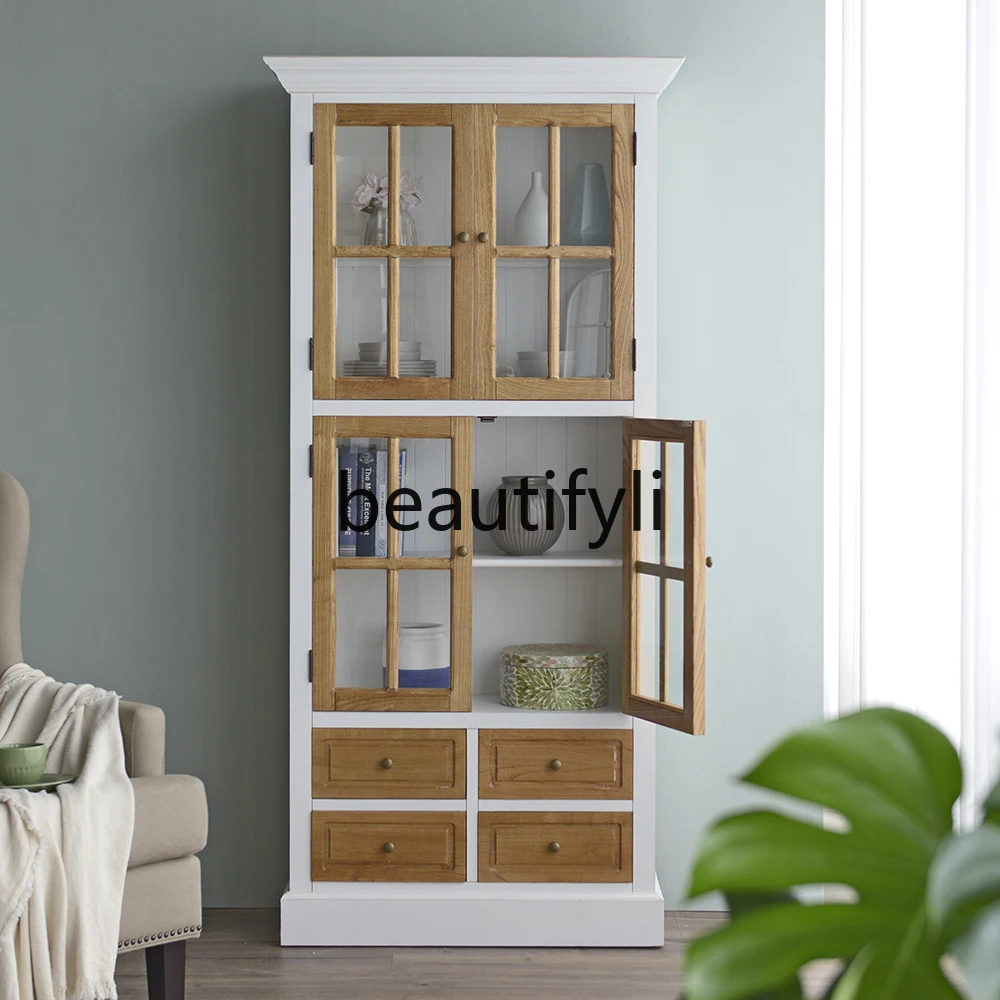 

European country style wood color mix and match living room, display cabinet, side cabinet, storage cabinet