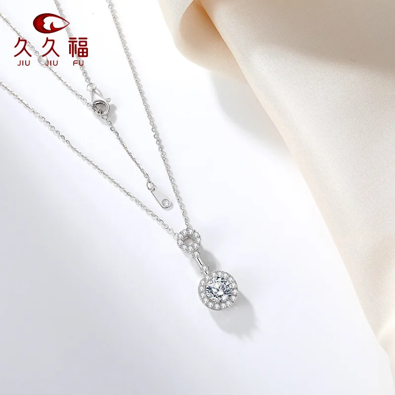 Female Pendulum Pendant Necklace, PT950 Platinum and 1 Carat Moissanite, create elegant light luxury wearing effect.