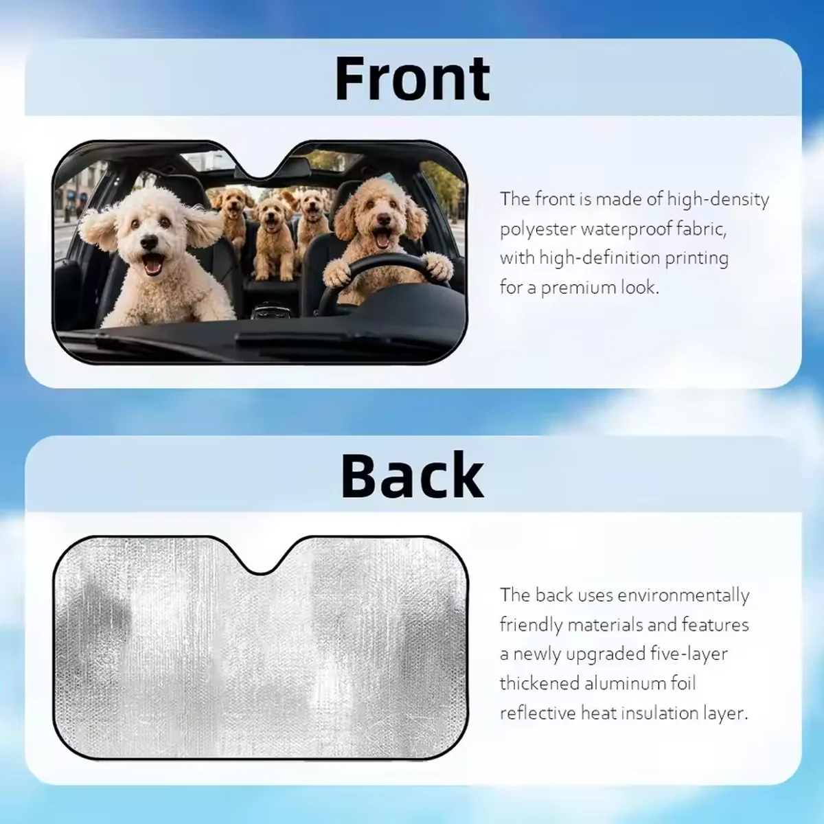 Funny Dog Driving Sun Visor Foldable Universal Car Windshield Sun Shade UV Protection Heat Insulation Foldable Cover