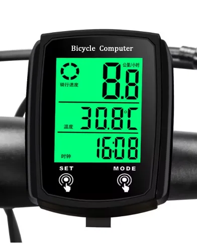 Waterproof Display Speed/Temperature Luminous Bike Speedometer with Light Bicycle Computer