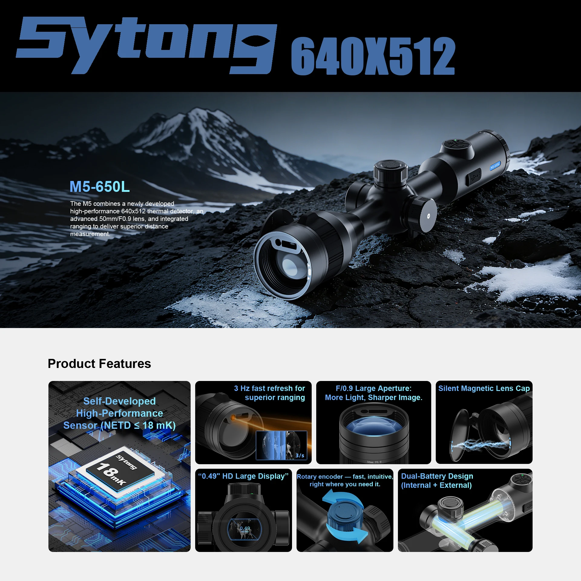 Sytong M5-650L HD Handheld Single tube Thermal Imaging Ballistic Calculation Infrared NightVision Outdoor Equipment with Ranging