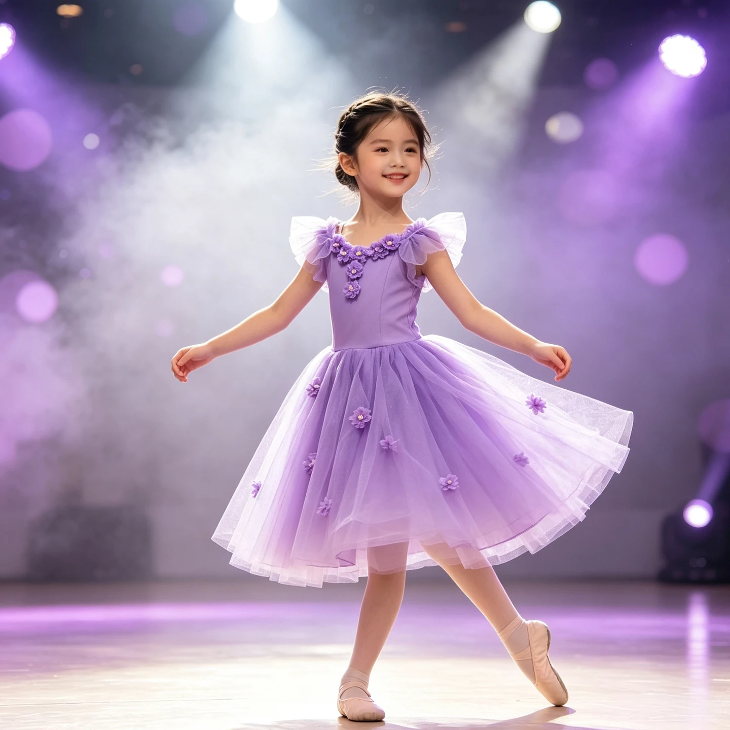 Purple Flowers Wear Children's Clothing Elegant Cute Ballet Dress Leotards for Girls Dresses Stage Costumes Tutu Performance