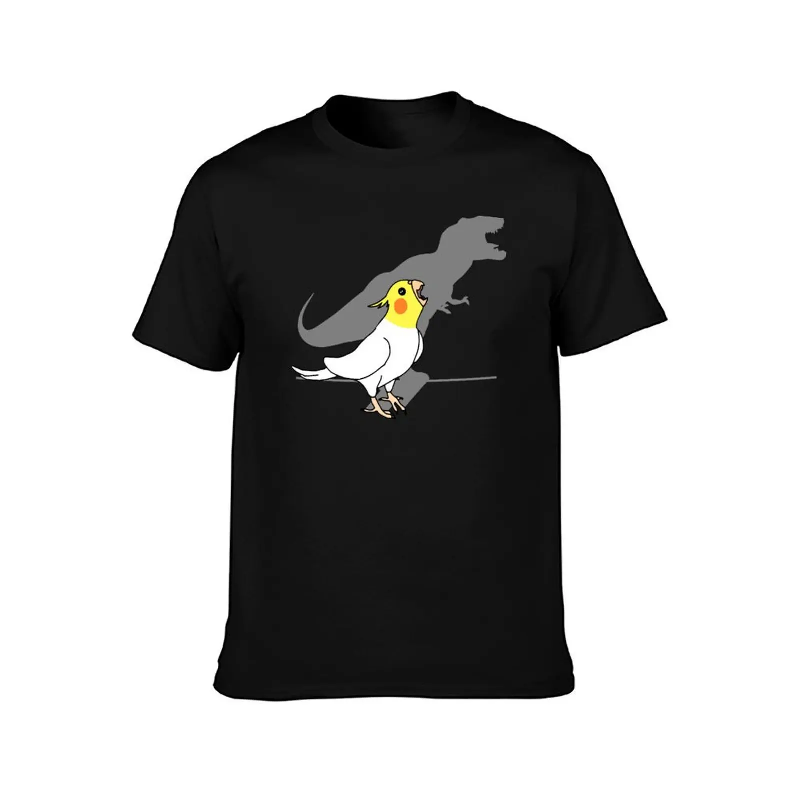 t-rex dinosaur shadow - white yellow cockatiel T-Shirt tops oversizeds baggy shirts graphic shirts mens graphic t-shirts anime