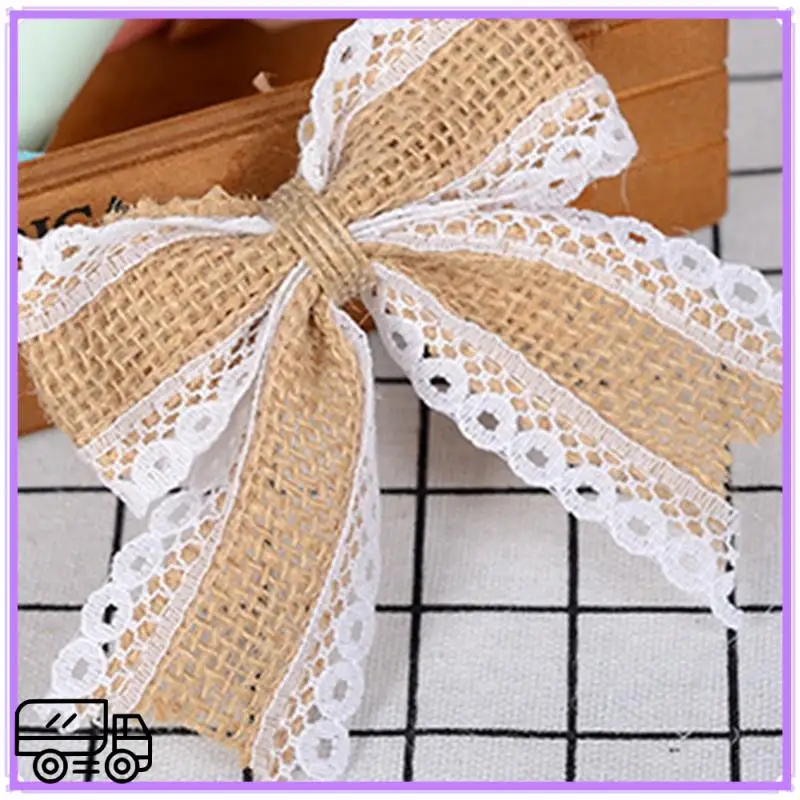 عالية الجودة 30 قطعة DIY التعبئة خمر الخيش الجوت الطبيعي هسه الانحناء الشريط الزفاف الديكور Mariage هدية صندوق التفاف Bowk #3