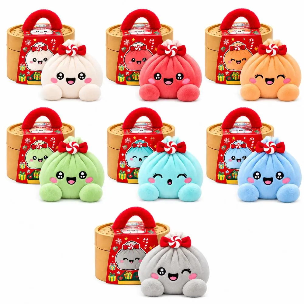 Soft Plush Plush Stuffed Dumpling Squishies Stress Relief with Steamer Stuffed Steamed Bun Toy Squeeze Dumpling Toy Kids Gift