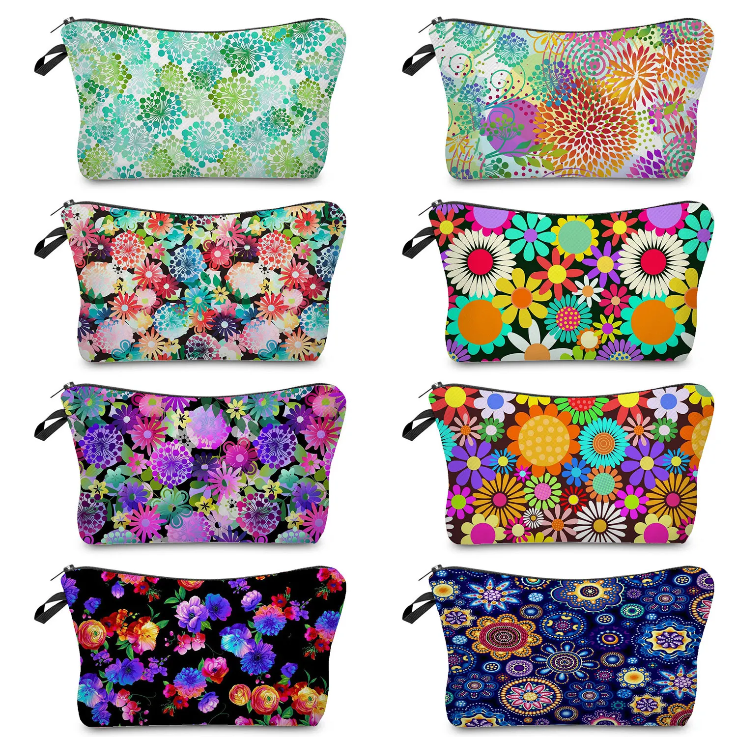 

Colorful Flower Ladies Portable Teacher Appreciation Gifts Women's Cosmetic Bag Floral Print Travel Toiletry Bag Toilet Bags