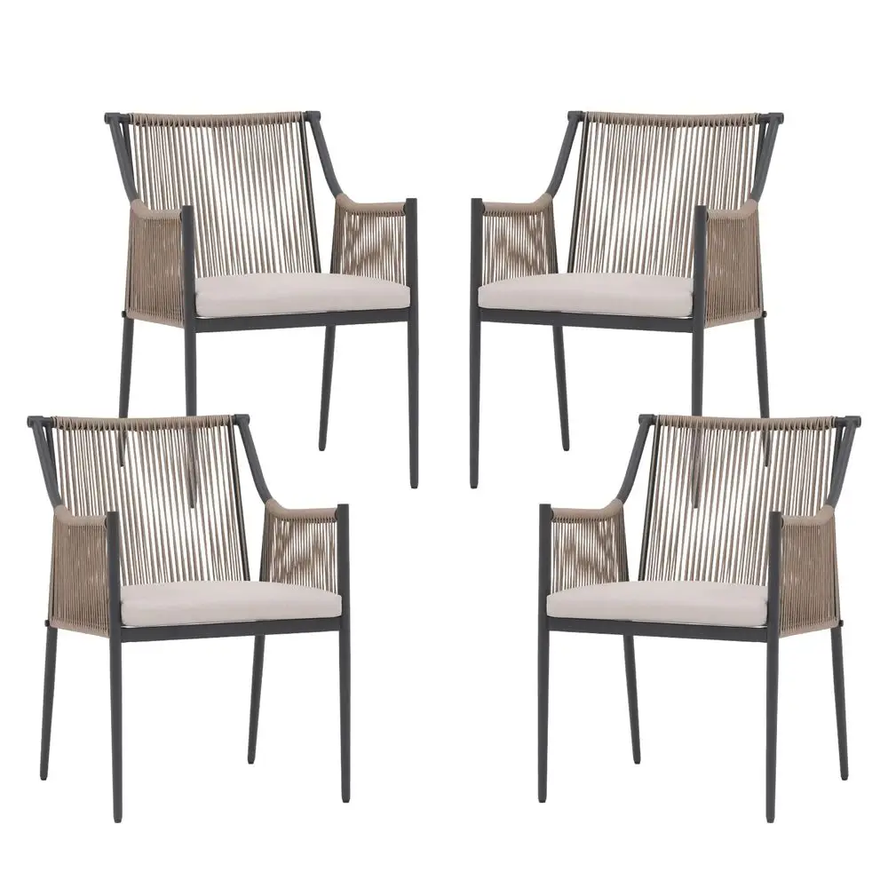 

Outdoor Dining Chairs Set of 4, Woven Rope Patio Dining Chairs, AllWeather Embossed Wicker Rattan Chairs, Outdoor Patio Chairs
