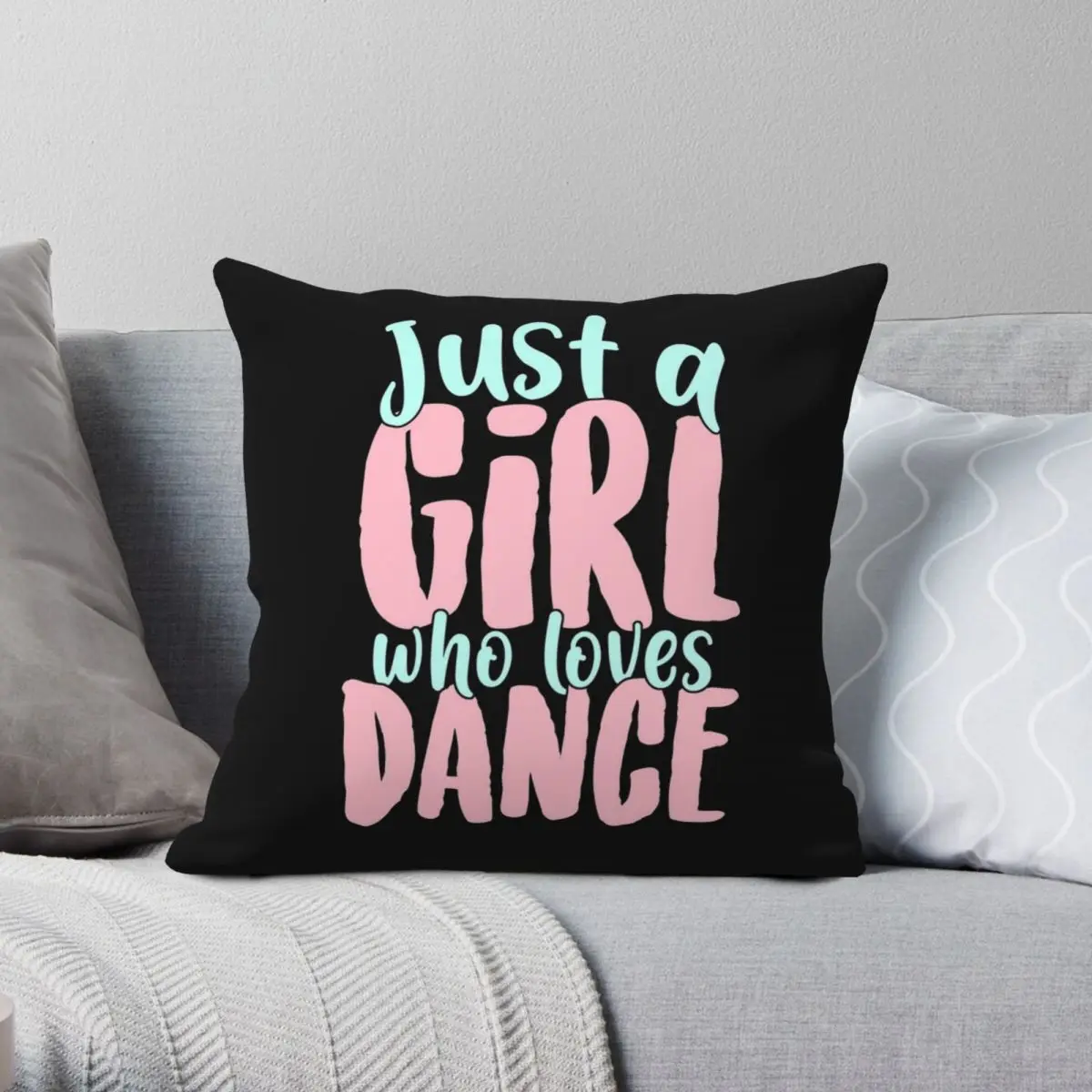 A Girl Loves Dance Square Pillowcase Polyester Linen Velvet Pattern Zip Decorative Throw Pillow Case Car Cushion Cover Wholesale