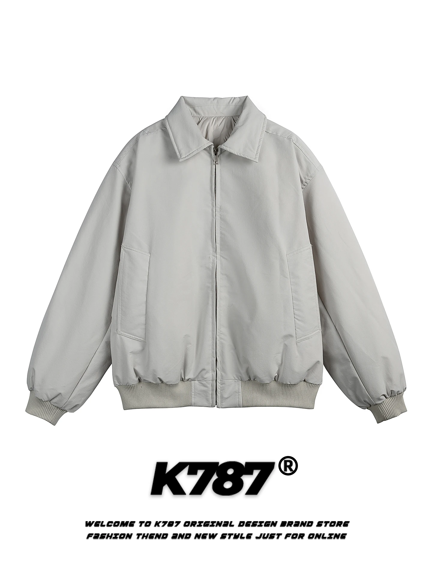 

K787 American Retro White Du down Collar Puffer Jaet Thi Warm Winter Color Outerwear for Men And Women