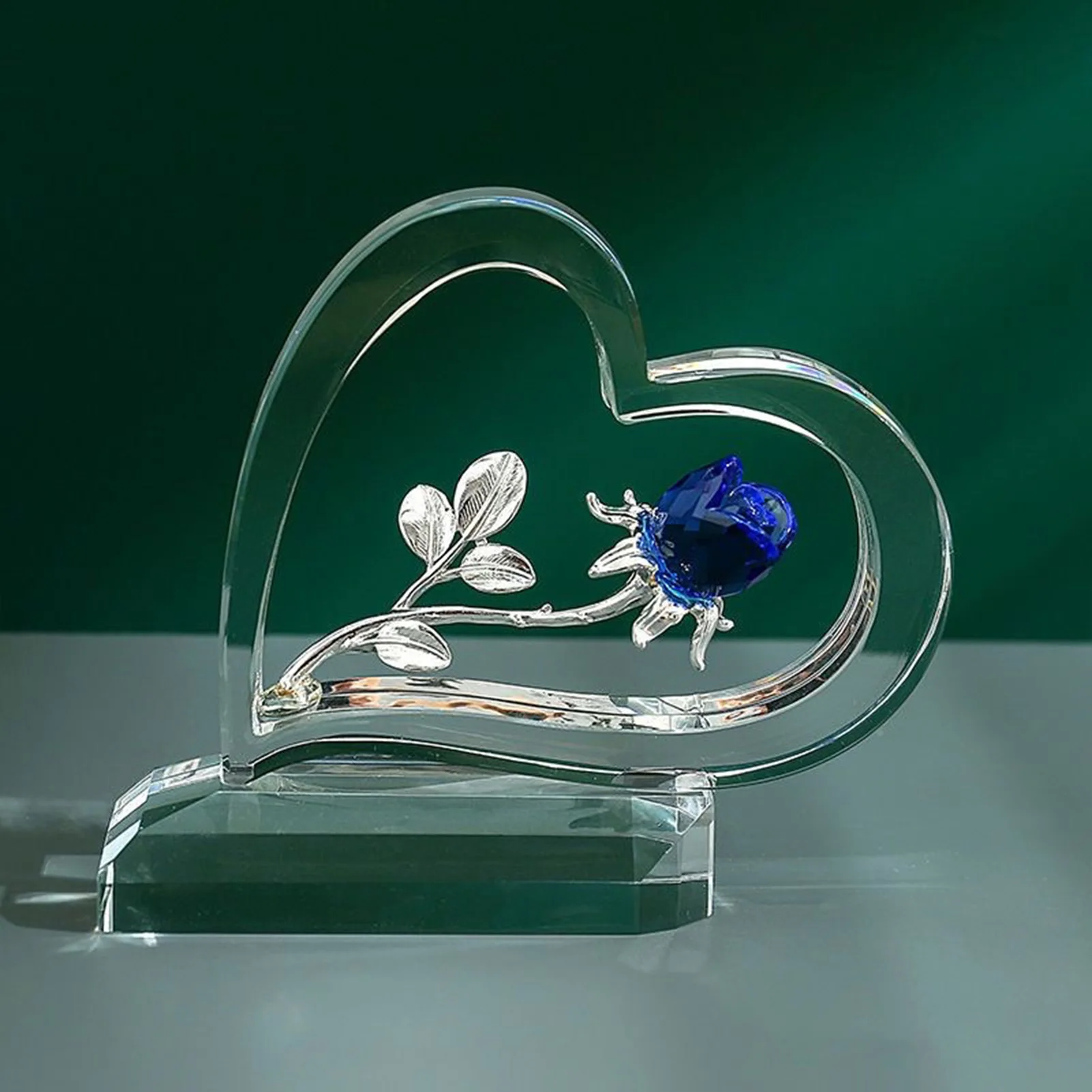 Crystal Rose Flower Sculpture Figurines Creative Flower with Emotional Support Decoration Crafts for Valentine's Day gift