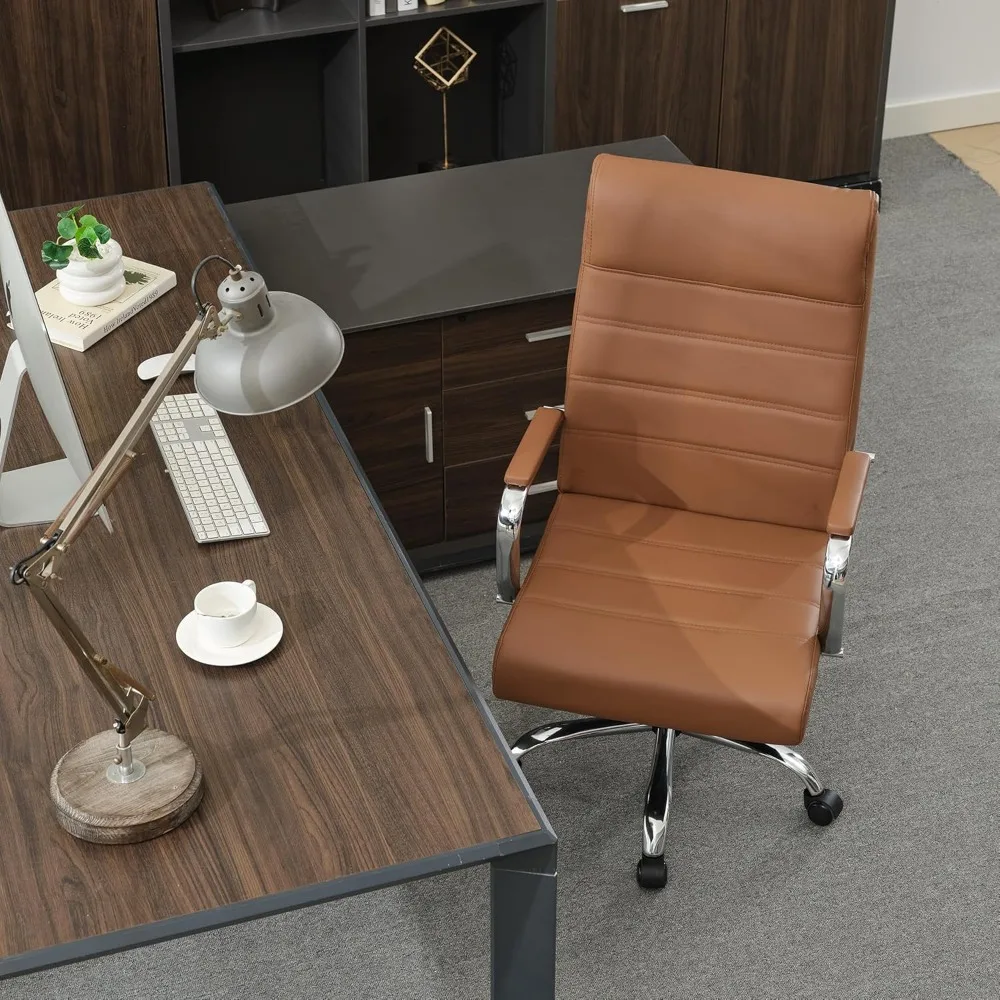 كرسي مكتب مريح من الجلد عالي الظهر مع ارتفاع قابل للتعديل لغرفة الاجتماعات والمكتب المنزلي