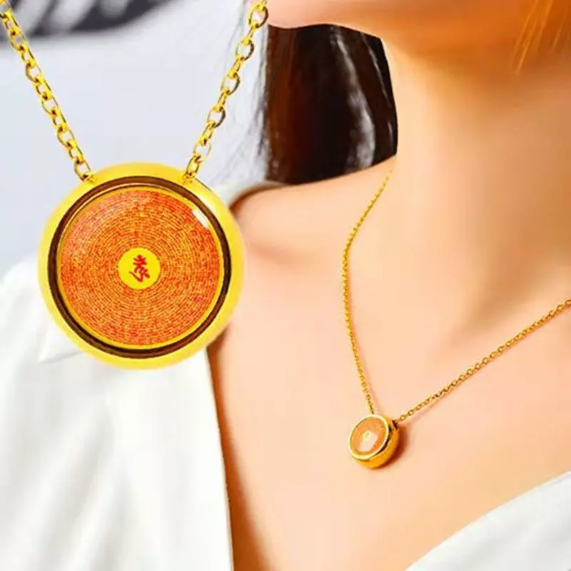 

Титановая сталь, шестисложный кулон-мантра, позолоченный удлиненный защитный талисман, регулируемое ожерелье, ювелирное изделие, подарок для женщин