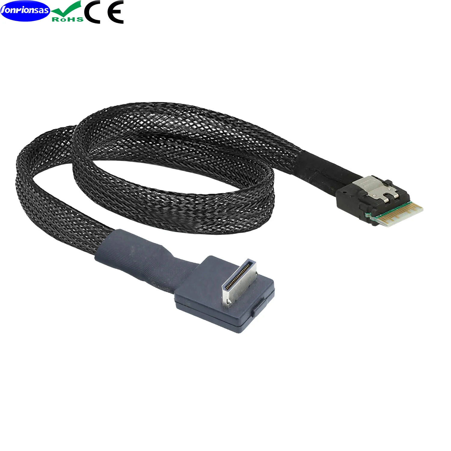 لونريونساس # PCIE Oculink SFF-8611 4I 90 درجة إلى Slimline SFF-8654 4I 38P ذكر NVME لكابل SSD #5