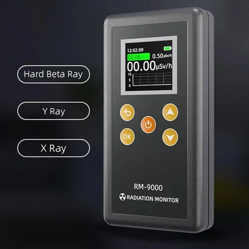 RM-9000 Nuclear Radiation Detector TFT-LCD Display Sound Alarm And Low-Power-Warning For X, Β, Γ Rays 0.01-100μSv/h Measurement