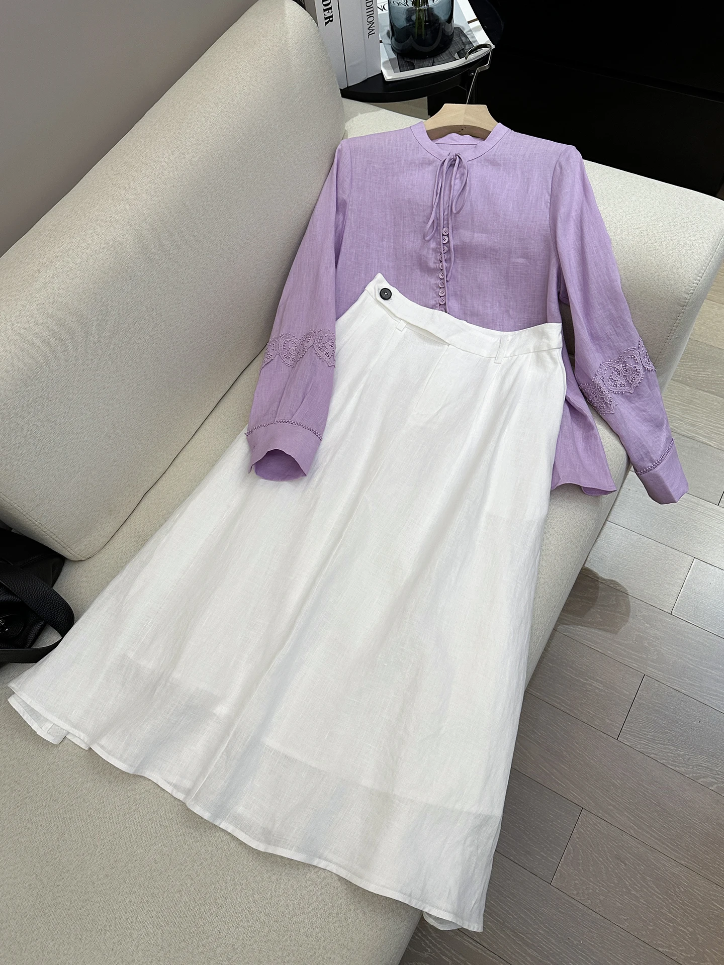 

Юбка А-силуэта с высокой талией, женская, льняная, весна-лето, белая, повседневная, удобная, дышащая, с карманами на молнии