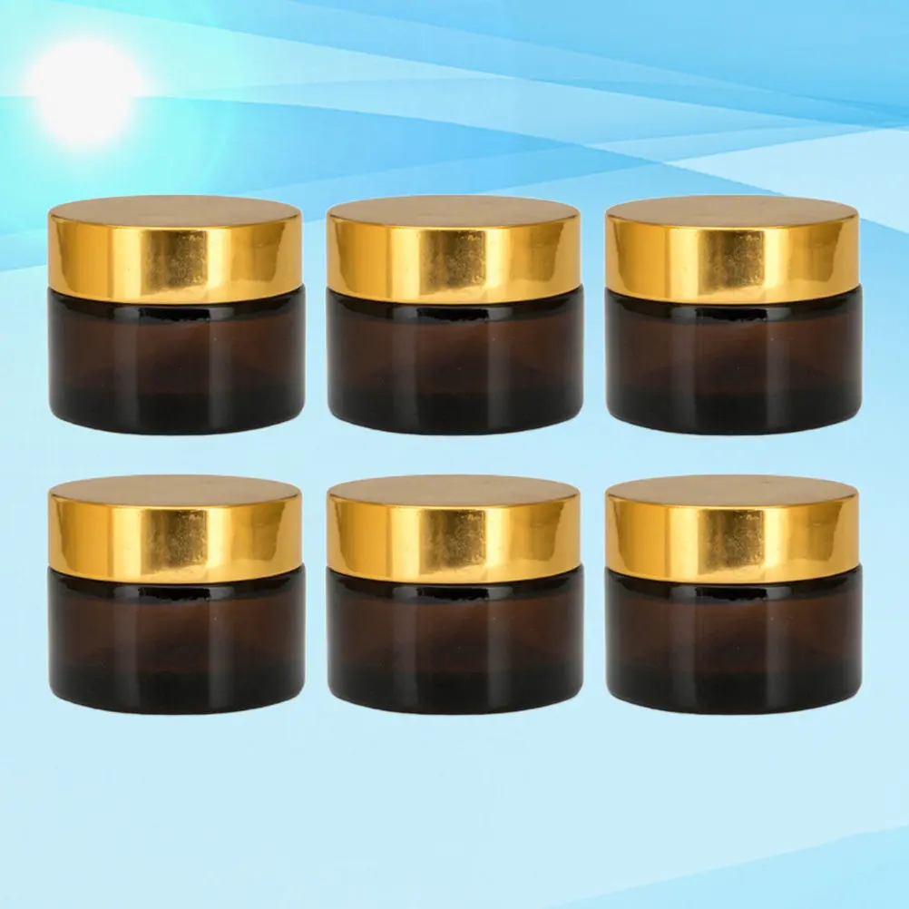 

Набор из 6 коричневых стеклянных баночек для крема, контейнеры для лосьона цвета чая, герметичные портативные емкости для хранения косметики, дорожные флаконы для ежедневного использования