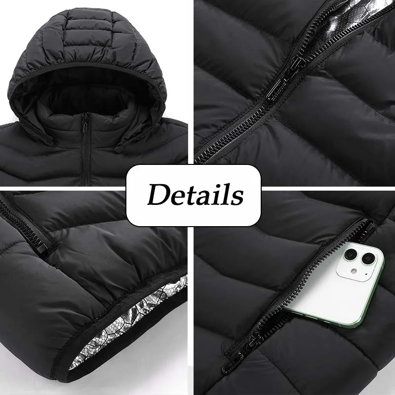 5 Zone Dual-control Heating Jacket Winter Men's Outdoor Warm USB Intelligent Heating Adjustable Controllable Temperature Coat