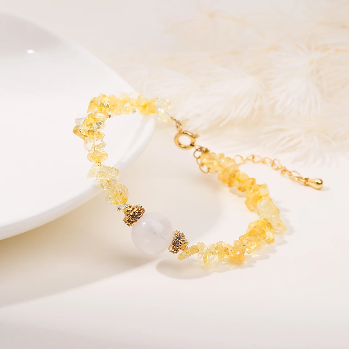 Natural Citrine Bracelet for Women Irregular Gemstone Beads Stainless Steel Bracelet Meditation Bracelet Healing Jewelry Gifts