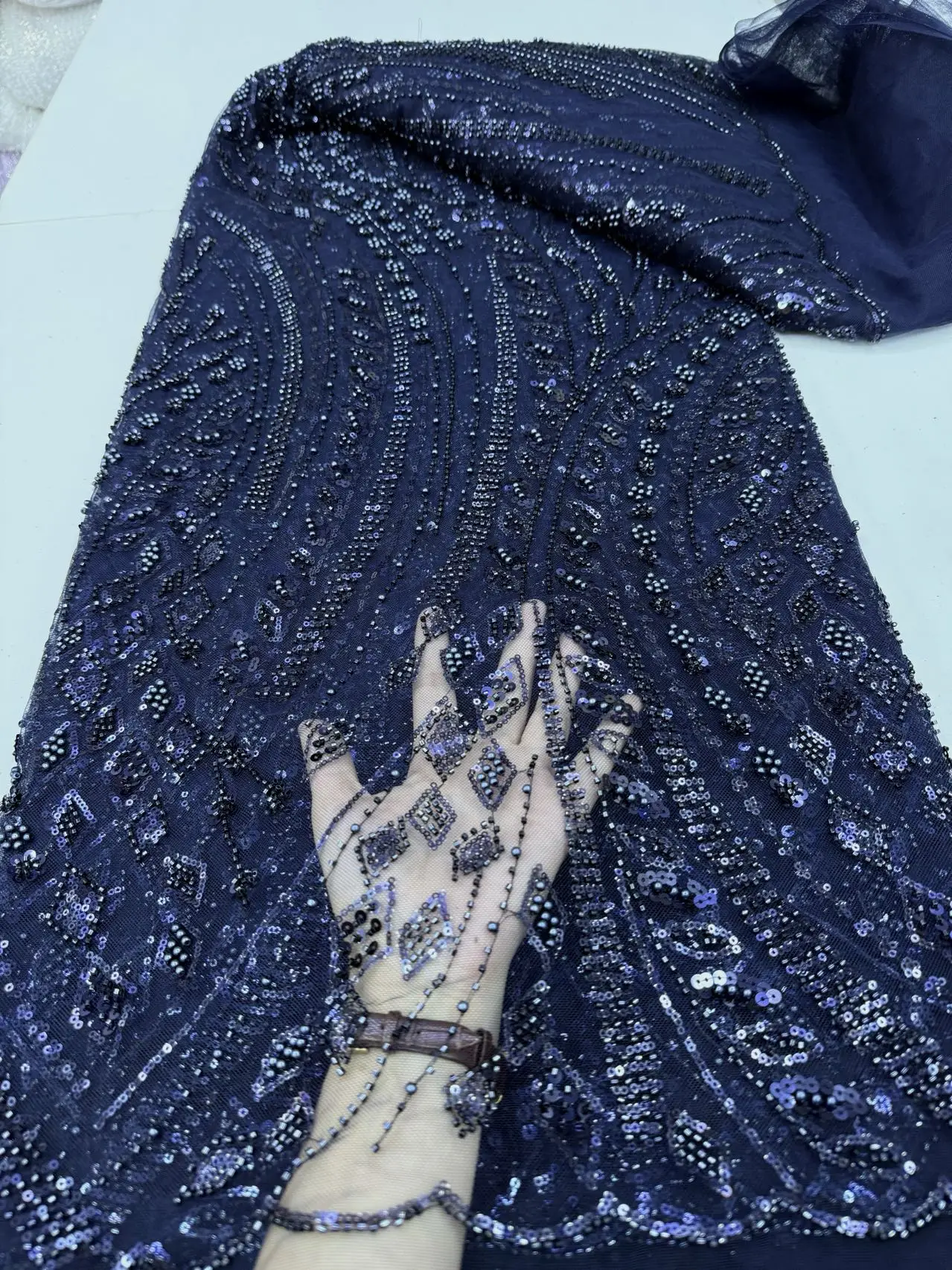 

Новинка 2025 года, африканский нигерийский тюль, кружевная ткань, гипюровая вышивка, блестки, высокое качество для шитья платьев JY460, 5 ярдов