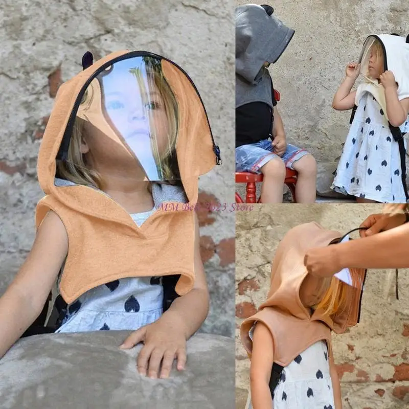 قبعة واقية دافئة بغطاء رأس للأطفال من 49ME مع غطاء أمان درع كامل الوجه قابل للإزالة #2